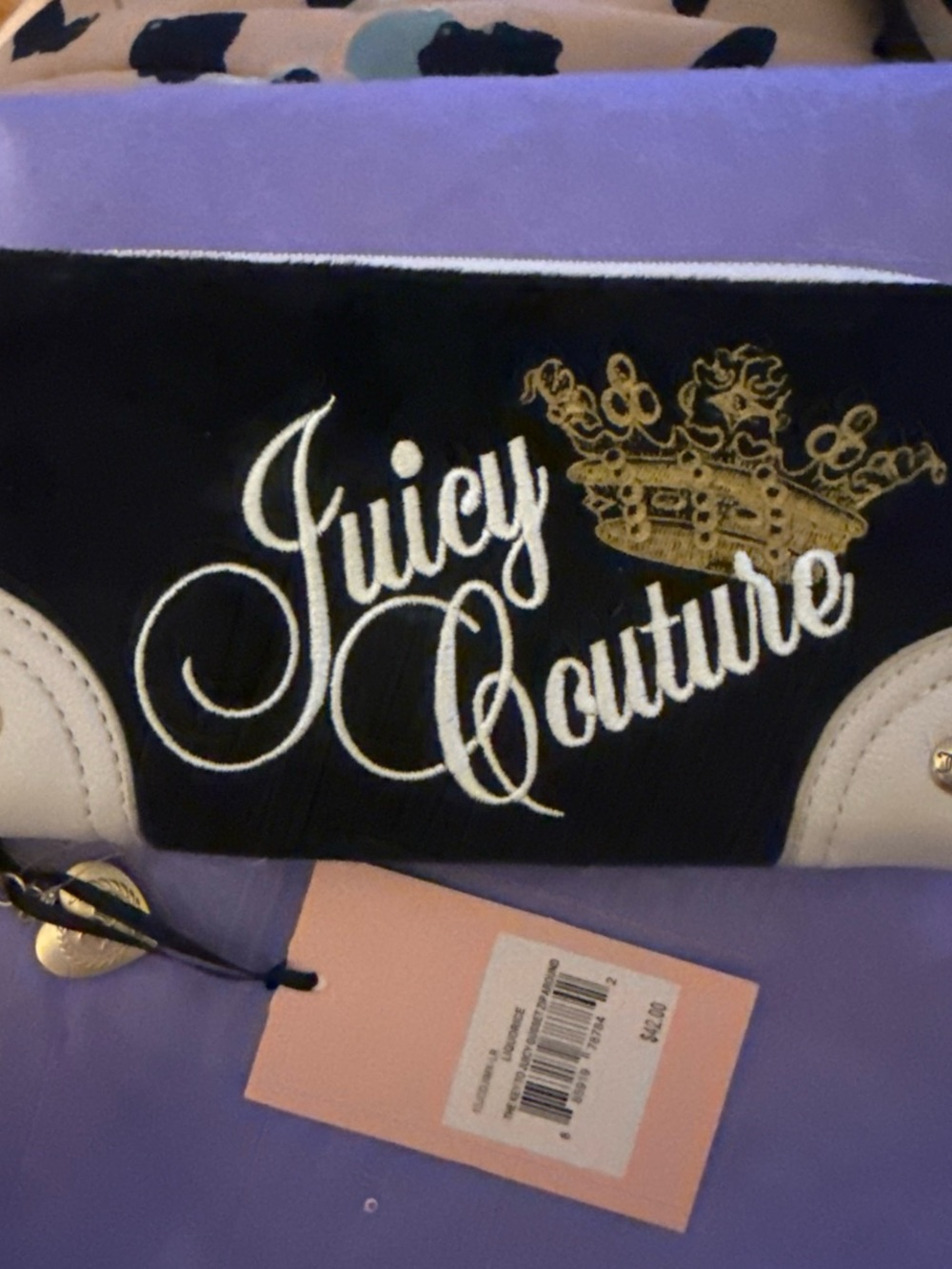 Juicy Couture Black, and White Embroidered Logo Wallet